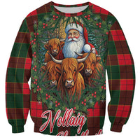 Santa and Higland Cows Scottish Christmas Sweatshirt Tartan Pattern - Wonder Print Shop