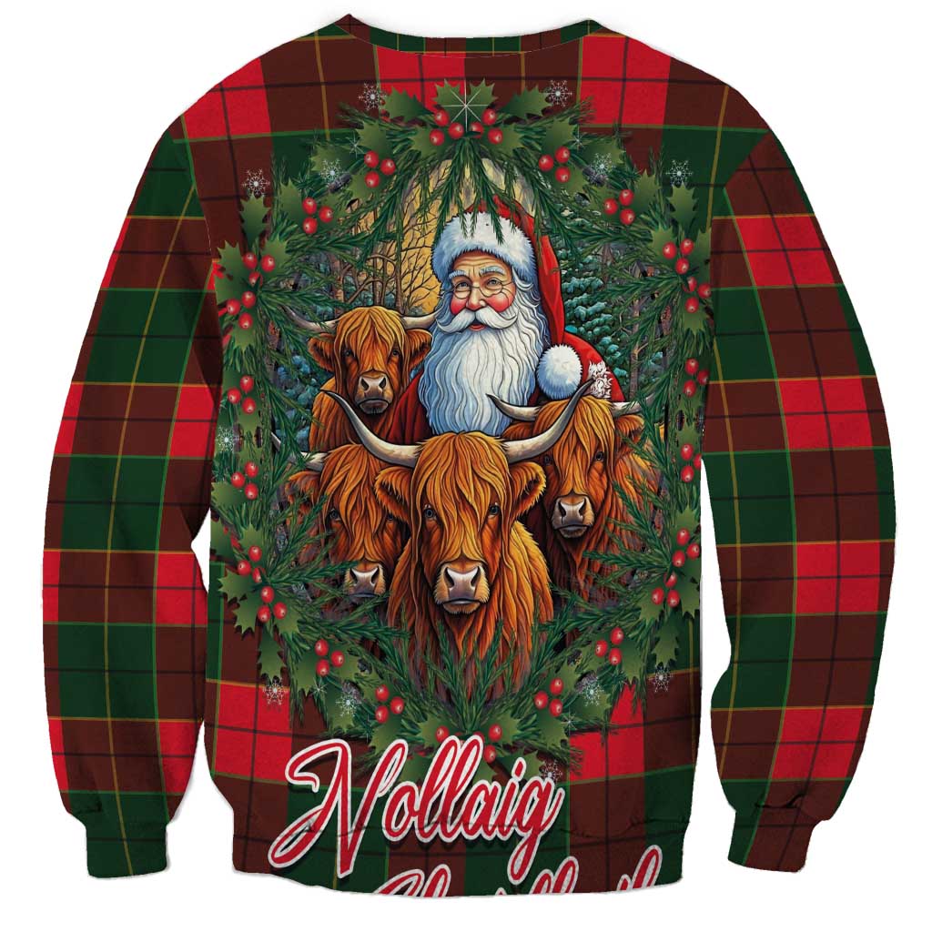 Santa and Higland Cows Scottish Christmas Sweatshirt Tartan Pattern - Wonder Print Shop