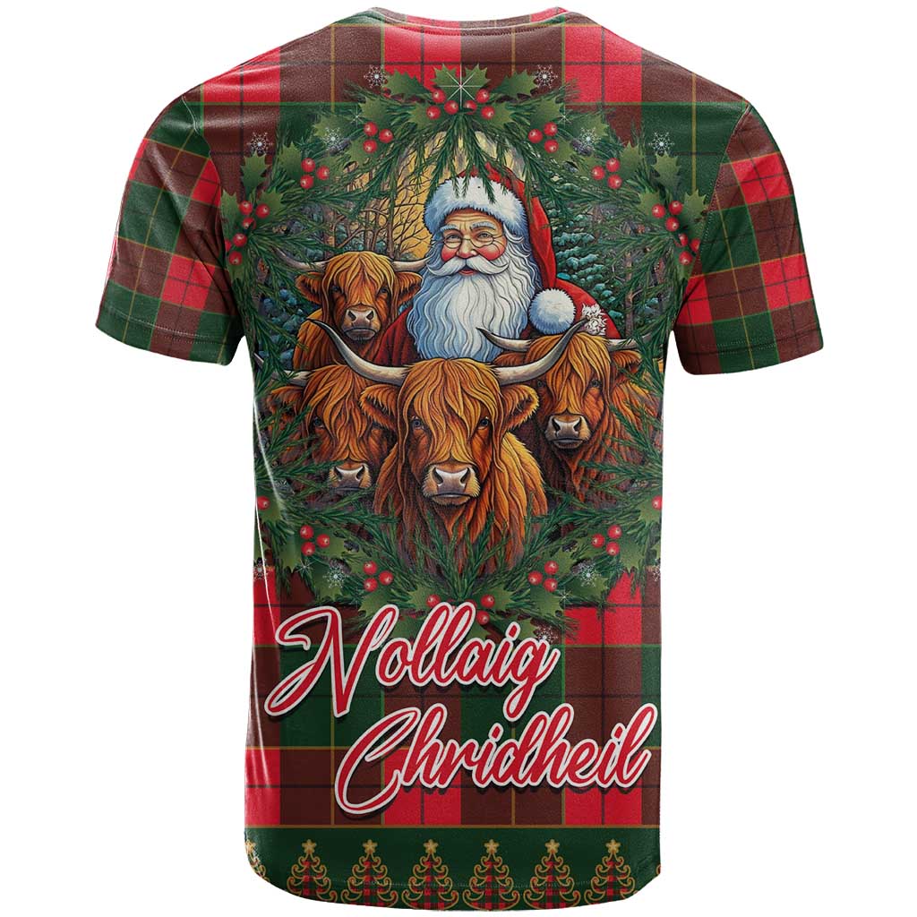 Santa and Higland Cows Scottish Christmas T Shirt Tartan Pattern - Wonder Print Shop