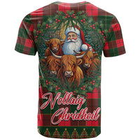 Santa and Higland Cows Scottish Christmas T Shirt Tartan Pattern - Wonder Print Shop