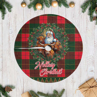Santa and Higland Cows Scottish Christmas Tree Skirt Tartan Pattern - Wonder Print Shop