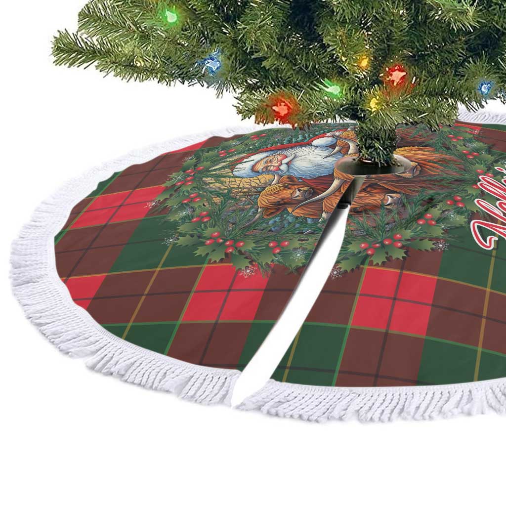 Santa and Higland Cows Scottish Christmas Tree Skirt Tartan Pattern - Wonder Print Shop