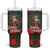 Santa and Higland Cows Scottish Christmas Tumbler With Handle Tartan Pattern - Wonder Print Shop