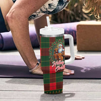 Santa and Higland Cows Scottish Christmas Tumbler With Handle Tartan Pattern - Wonder Print Shop