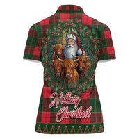 Santa and Higland Cows Scottish Christmas Women Polo Shirt Tartan Pattern - Wonder Print Shop