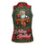 Santa and Higland Cows Scottish Christmas Women Sleeveless Polo Shirt Tartan Pattern - Wonder Print Shop