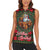 Santa and Higland Cows Scottish Christmas Women Sleeveless Polo Shirt Tartan Pattern - Wonder Print Shop