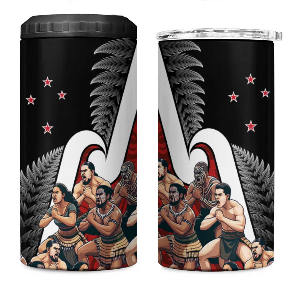 New Zealand Te Matatini 4 in 1 Can Cooler Tumbler Kapa Haka and Silver Fern - Maori Art Pattern - Wonder Print Shop