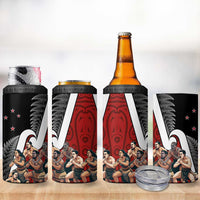 New Zealand Te Matatini 4 in 1 Can Cooler Tumbler Kapa Haka and Silver Fern - Maori Art Pattern - Wonder Print Shop