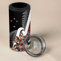New Zealand Te Matatini 4 in 1 Can Cooler Tumbler Kapa Haka and Silver Fern - Maori Art Pattern - Wonder Print Shop