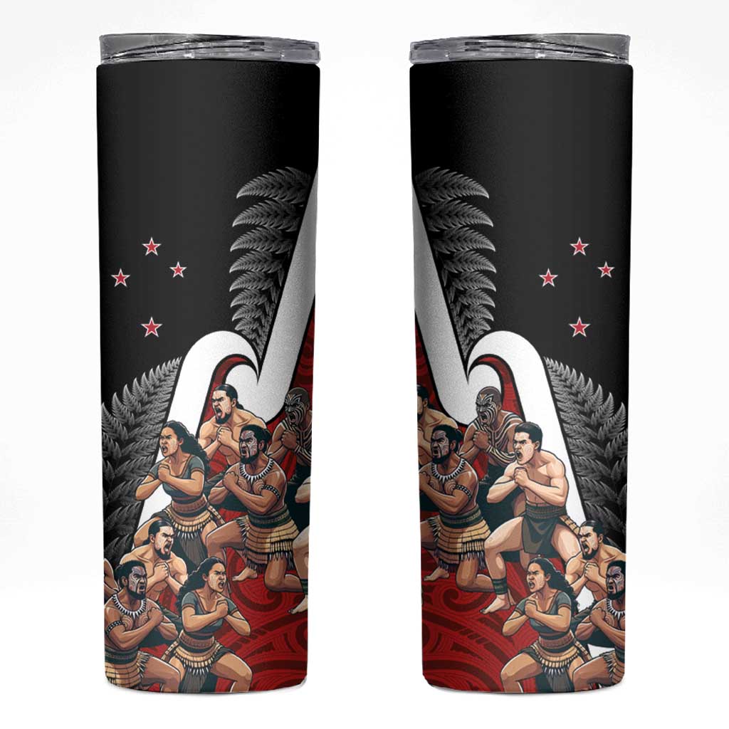 New Zealand Te Matatini Skinny Tumbler Kapa Haka and Silver Fern - Maori Art Pattern - Wonder Print Shop