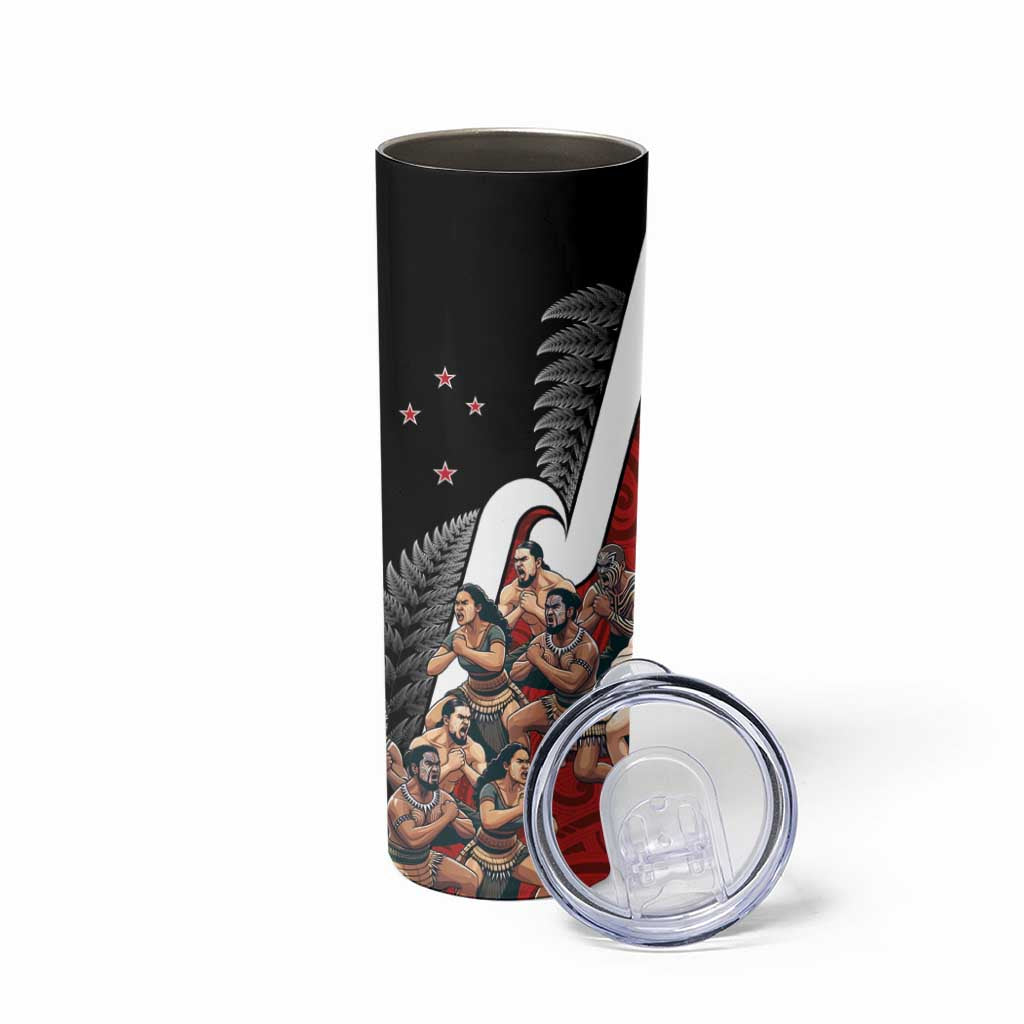 New Zealand Te Matatini Skinny Tumbler Kapa Haka and Silver Fern - Maori Art Pattern - Wonder Print Shop