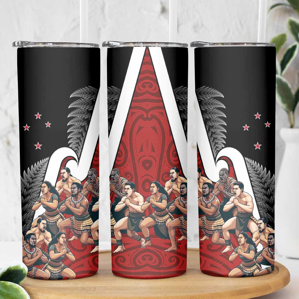 New Zealand Te Matatini Skinny Tumbler Kapa Haka and Silver Fern - Maori Art Pattern - Wonder Print Shop