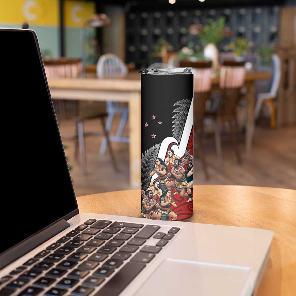 New Zealand Te Matatini Skinny Tumbler Kapa Haka and Silver Fern - Maori Art Pattern - Wonder Print Shop