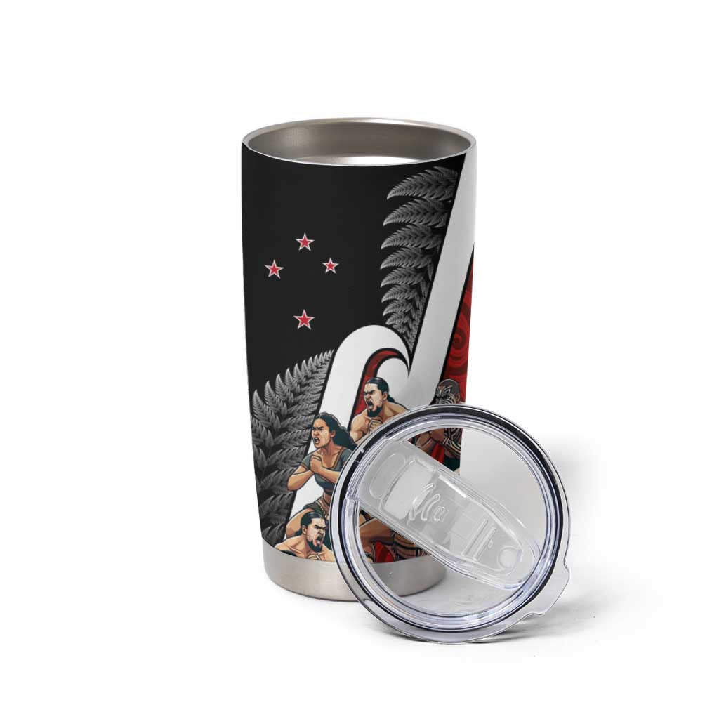New Zealand Te Matatini Tumbler Cup Kapa Haka and Silver Fern - Maori Art Pattern - Wonder Print Shop