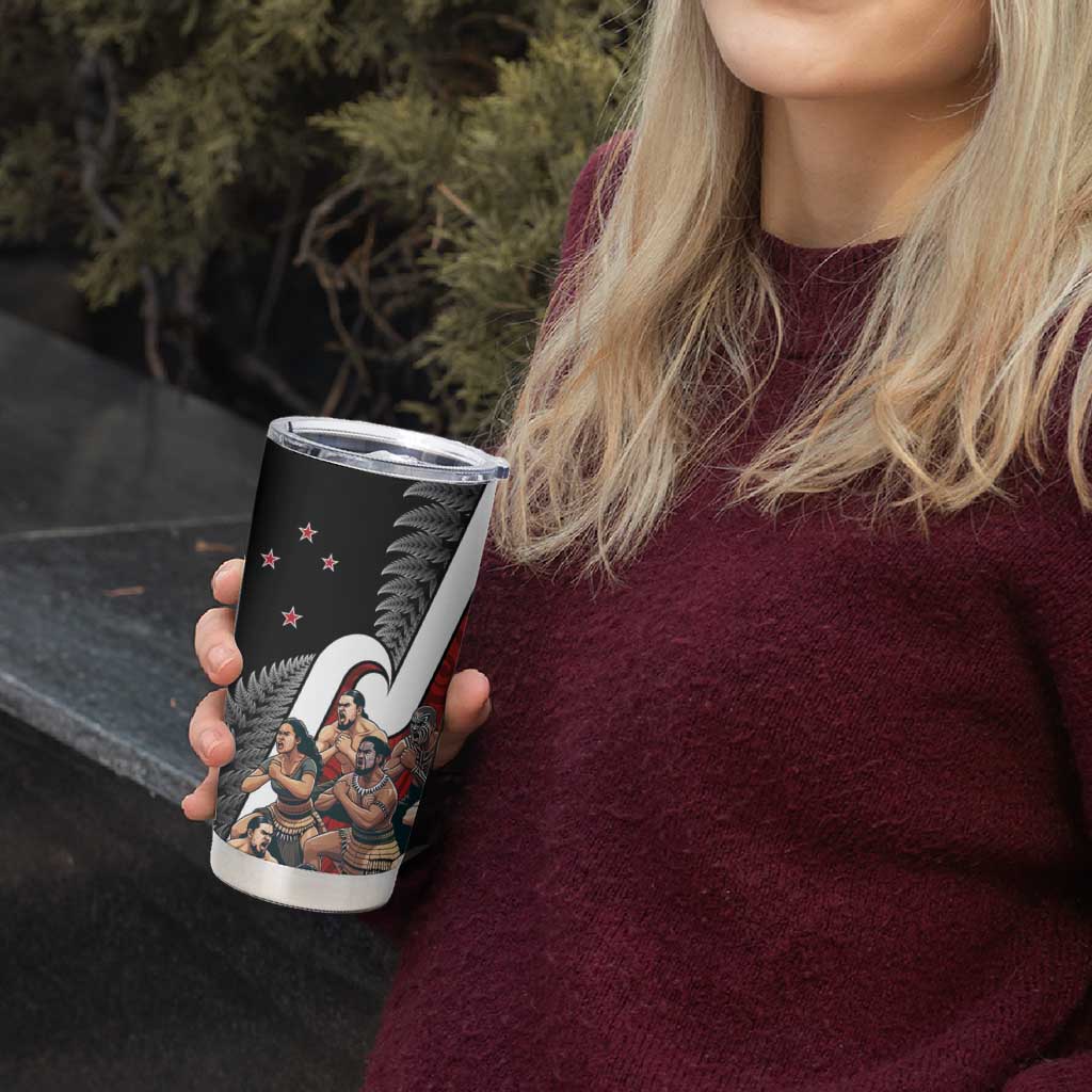 New Zealand Te Matatini Tumbler Cup Kapa Haka and Silver Fern - Maori Art Pattern - Wonder Print Shop