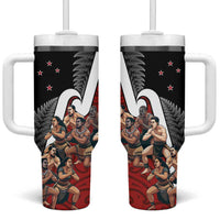 New Zealand Te Matatini Tumbler With Handle Kapa Haka and Silver Fern - Maori Art Pattern - Wonder Print Shop