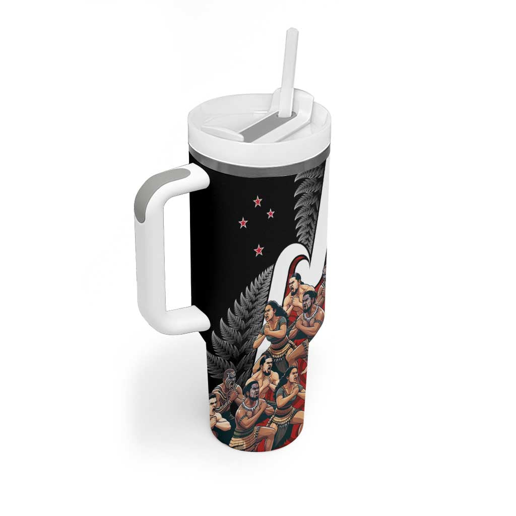 New Zealand Te Matatini Tumbler With Handle Kapa Haka and Silver Fern - Maori Art Pattern - Wonder Print Shop