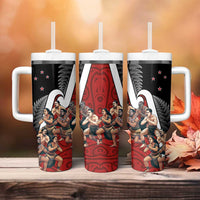 New Zealand Te Matatini Tumbler With Handle Kapa Haka and Silver Fern - Maori Art Pattern - Wonder Print Shop