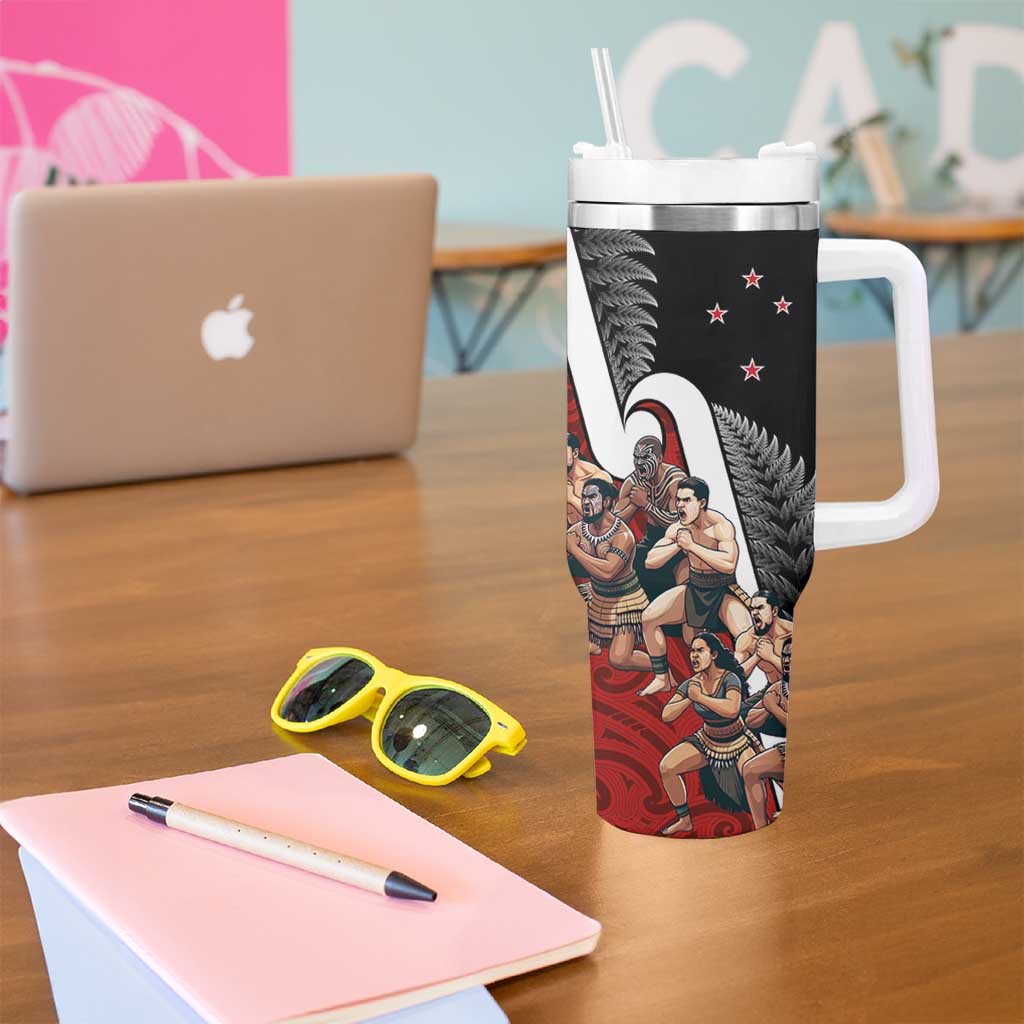 New Zealand Te Matatini Tumbler With Handle Kapa Haka and Silver Fern - Maori Art Pattern - Wonder Print Shop