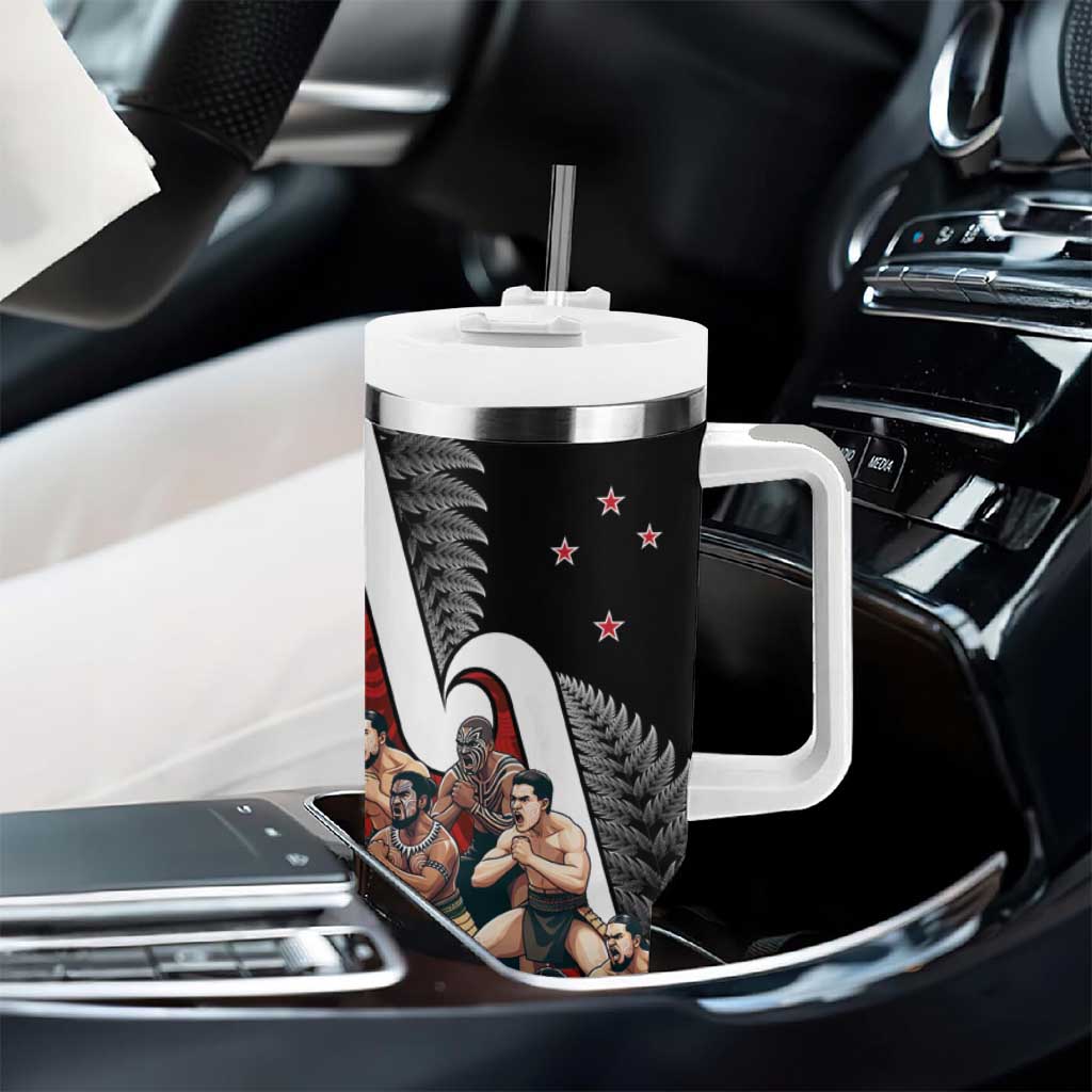 New Zealand Te Matatini Tumbler With Handle Kapa Haka and Silver Fern - Maori Art Pattern - Wonder Print Shop