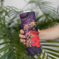 Pasifika Festival Skinny Tumbler Plumeria Turtles with Hibiscus - Polynesian Art Tattoo Purpel Color - Wonder Print Shop
