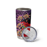 Pasifika Festival Tumbler Cup Plumeria Turtles with Hibiscus - Polynesian Art Tattoo Purpel Color - Wonder Print Shop