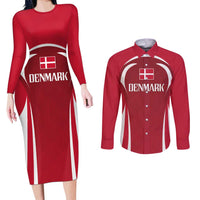 Denmark Football 2024 Go Champion Couples Matching Long Sleeve Bodycon Dress and Long Sleeve Button Shirt - Wonder Print Shop