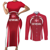 Denmark Football 2024 Go Champion Couples Matching Short Sleeve Bodycon Dress and Long Sleeve Button Shirt - Wonder Print Shop