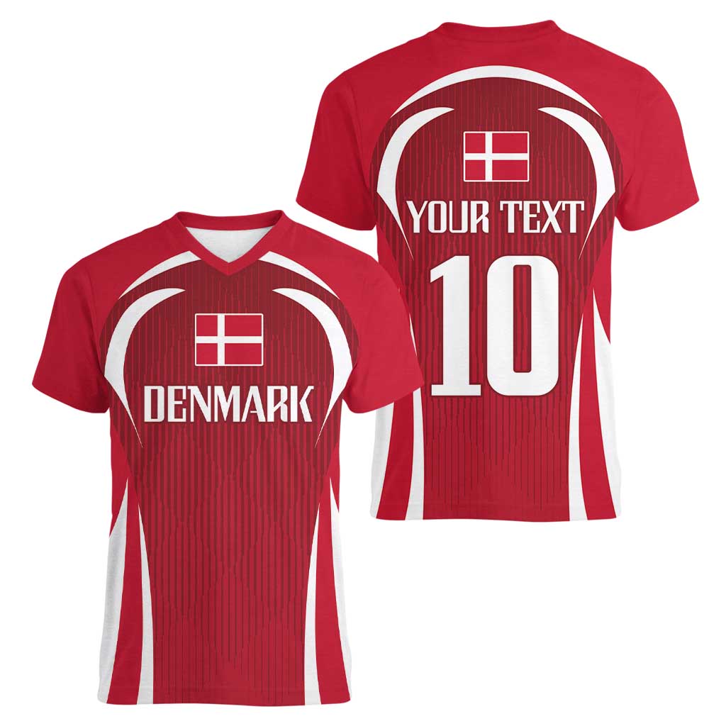 Denmark Football 2024 Go Champion Women V-Neck T-Shirt - Wonder Print Shop