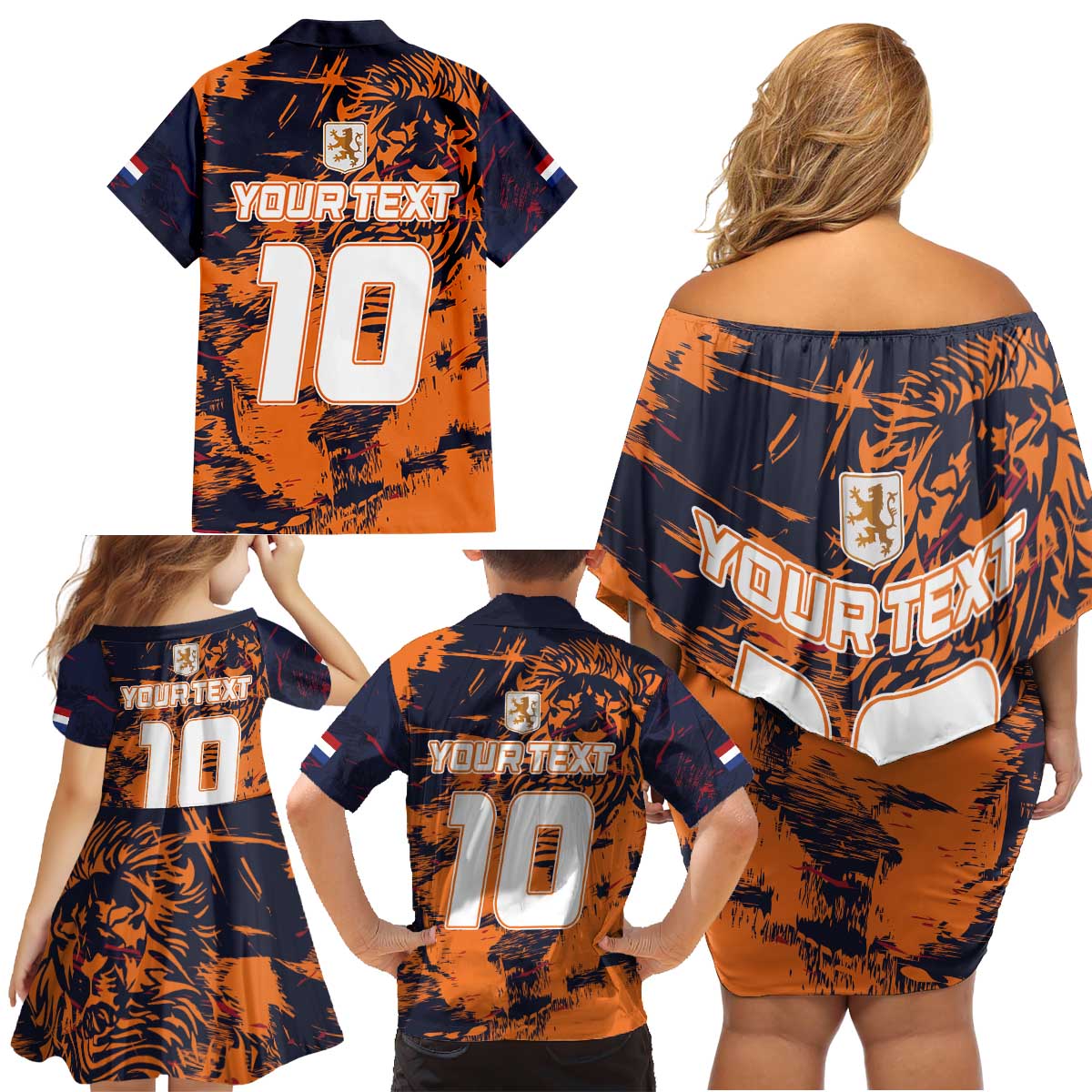 Netherlands Football 2024 Go Champion Family Matching Off Shoulder Short Dress and Hawaiian Shirt - Wonder Print Shop