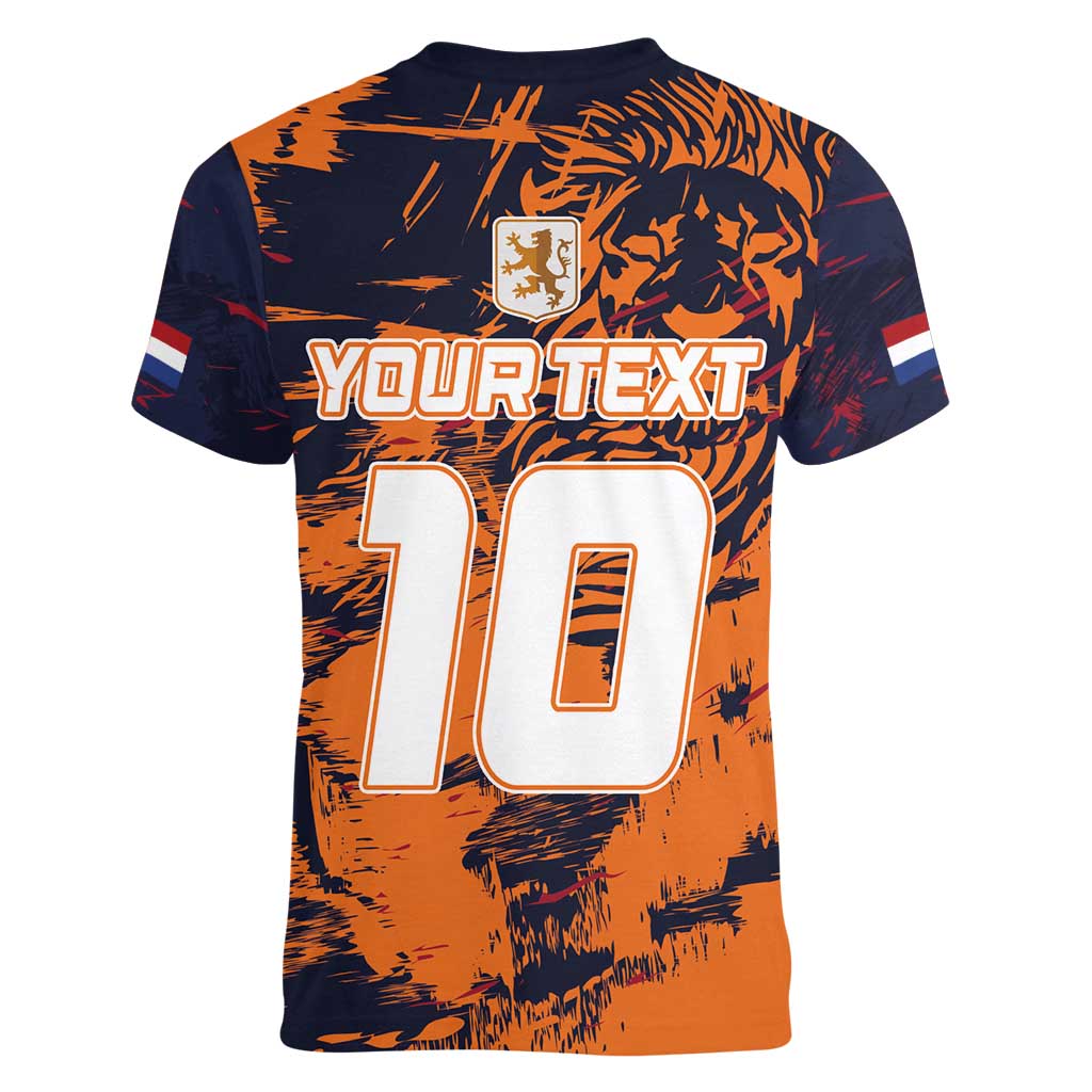 Netherlands Football 2024 Go Champion Women V-Neck T-Shirt - Wonder Print Shop