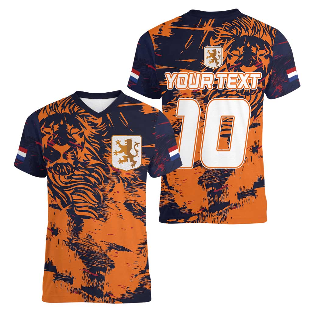 Netherlands Football 2024 Go Champion Women V-Neck T-Shirt - Wonder Print Shop