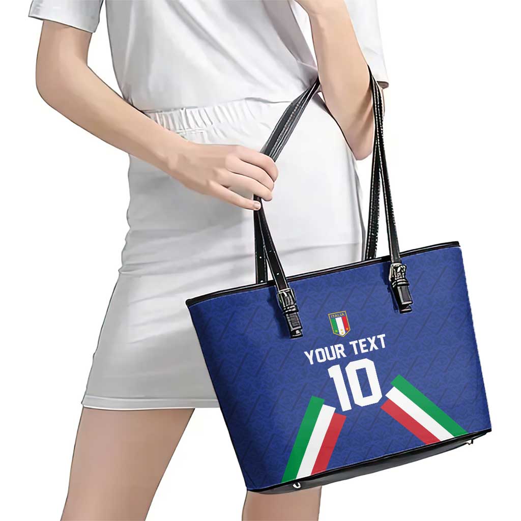 Italy Football 2024 Go Champion Leather Tote Bag - Wonder Print Shop