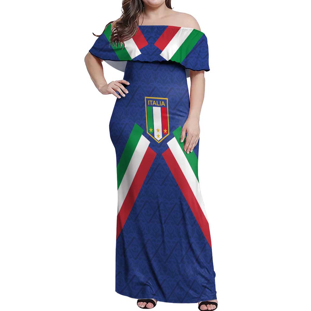Italy Football 2024 Go Champion Off Shoulder Maxi Dress - Wonder Print Shop