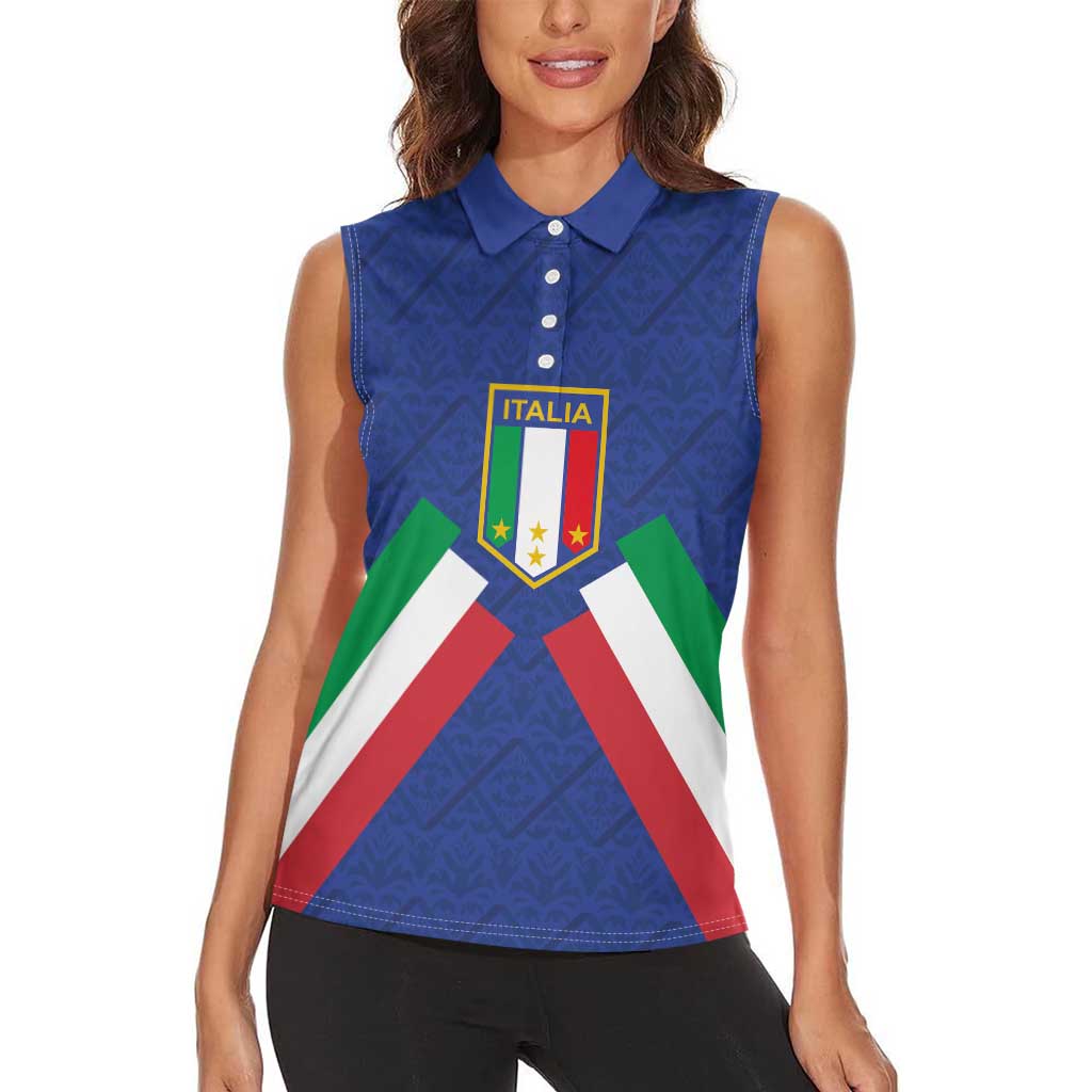 Italy Football 2024 Go Champion Women Sleeveless Polo Shirt - Wonder Print Shop