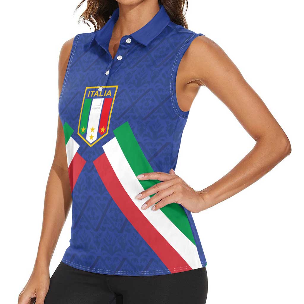 Italy Football 2024 Go Champion Women Sleeveless Polo Shirt - Wonder Print Shop