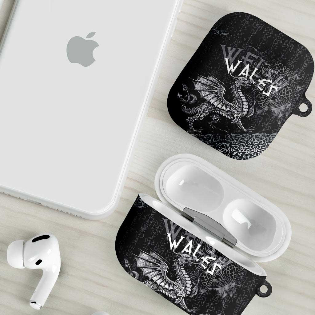Welsh Celtic Culture AirPods Case Wales Y Ddraig Goch with Runes Symbols - Wonder Print Shop