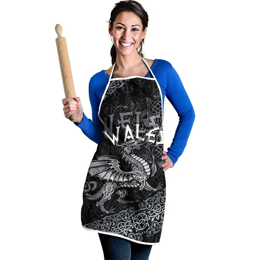 Welsh Celtic Culture Apron Wales Y Ddraig Goch with Runes Symbols - Wonder Print Shop