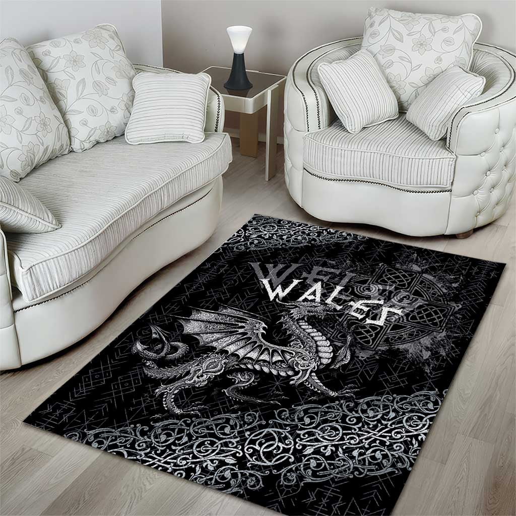 Welsh Celtic Culture Area Rug Wales Y Ddraig Goch with Runes Symbols - Wonder Print Shop