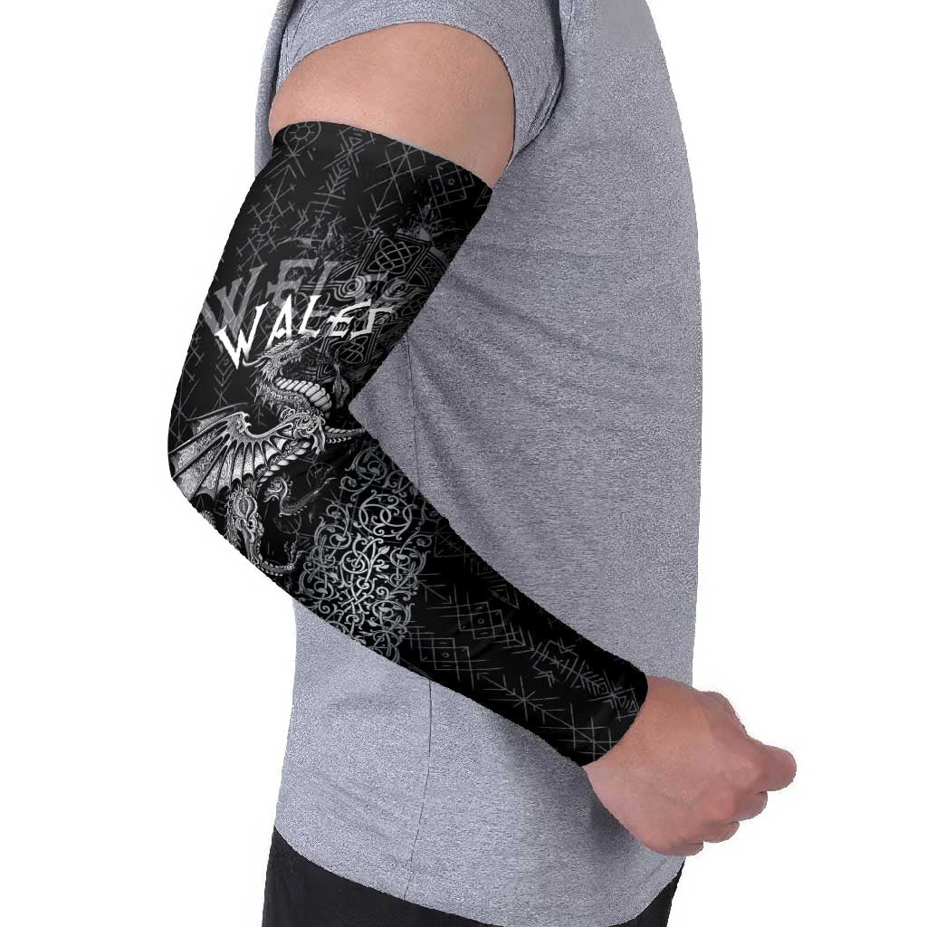 Welsh Celtic Culture Arm Sleeves Wales Y Ddraig Goch with Runes Symbols - Wonder Print Shop