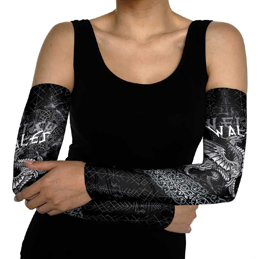 Welsh Celtic Culture Arm Sleeves Wales Y Ddraig Goch with Runes Symbols - Wonder Print Shop