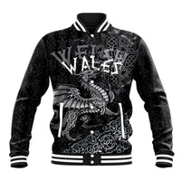 Welsh Celtic Culture Baseball Jacket Wales Y Ddraig Goch with Runes Symbols - Wonder Print Shop