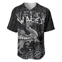 Welsh Celtic Culture Baseball Jersey Wales Y Ddraig Goch with Runes Symbols - Wonder Print Shop