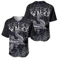 Welsh Celtic Culture Baseball Jersey Wales Y Ddraig Goch with Runes Symbols - Wonder Print Shop