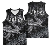 Welsh Celtic Culture Basketball Jersey Wales Y Ddraig Goch with Runes Symbols - Wonder Print Shop