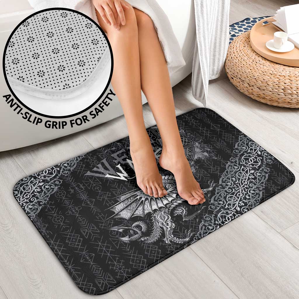 Welsh Celtic Culture Bathroom Set Wales Y Ddraig Goch with Runes Symbols - Wonder Print Shop