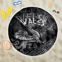 Welsh Celtic Culture Beach Blanket Wales Y Ddraig Goch with Runes Symbols - Wonder Print Shop