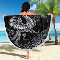 Welsh Celtic Culture Beach Blanket Wales Y Ddraig Goch with Runes Symbols - Wonder Print Shop