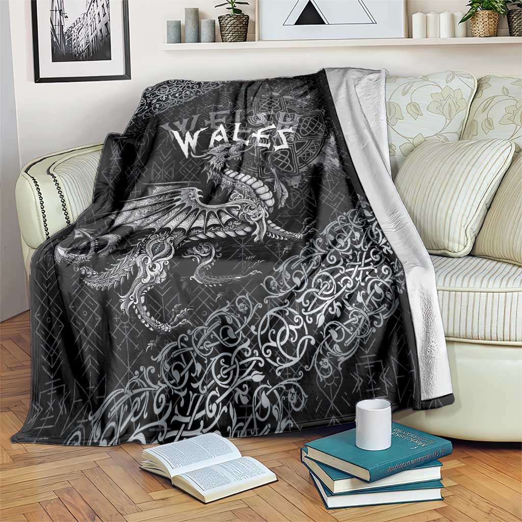 Welsh Celtic Culture Blanket Wales Y Ddraig Goch with Runes Symbols - Wonder Print Shop